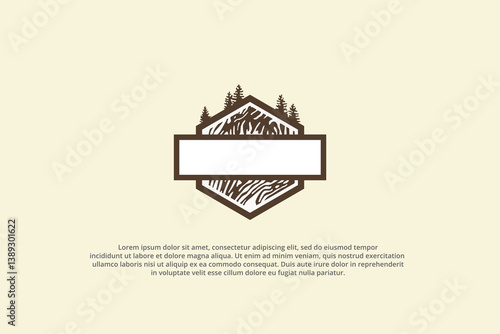 carpentry hexagon emblem wood pattern and tree logo