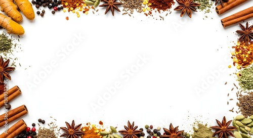 Aromatic Spice Border: Blank Culinary Frame with Turmeric and Star Anise