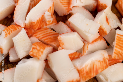 Bild auf Leinwand imitation crab meat made from fish and other ingredients, crab sticks without au