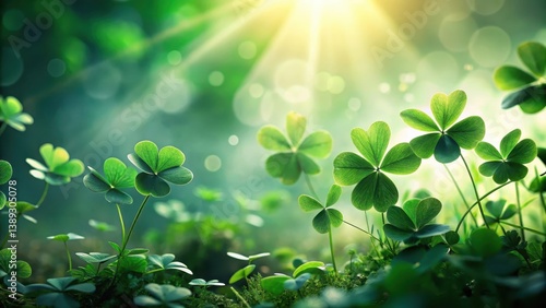 Wallpaper Mural Lush Green Clover Plants Basking in Sunlight's Embrace, a Vibrant Display of Nature's Beauty Torontodigital.ca