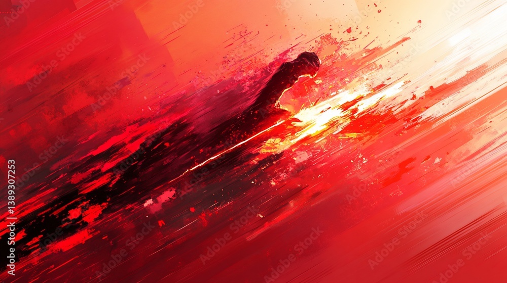 Crimson Velocity: Abstract Figure in Motion Crimson Velocity: Abstract Figure in Motion