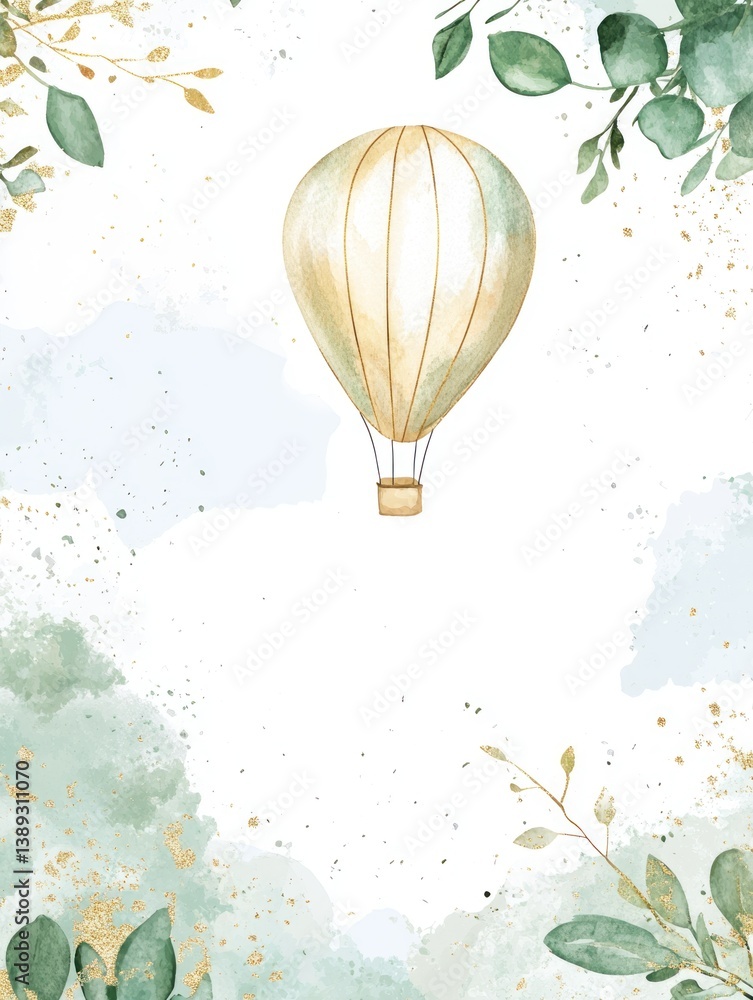 Obraz premium A pastel watercolor illustration of a hot air balloon in the sky