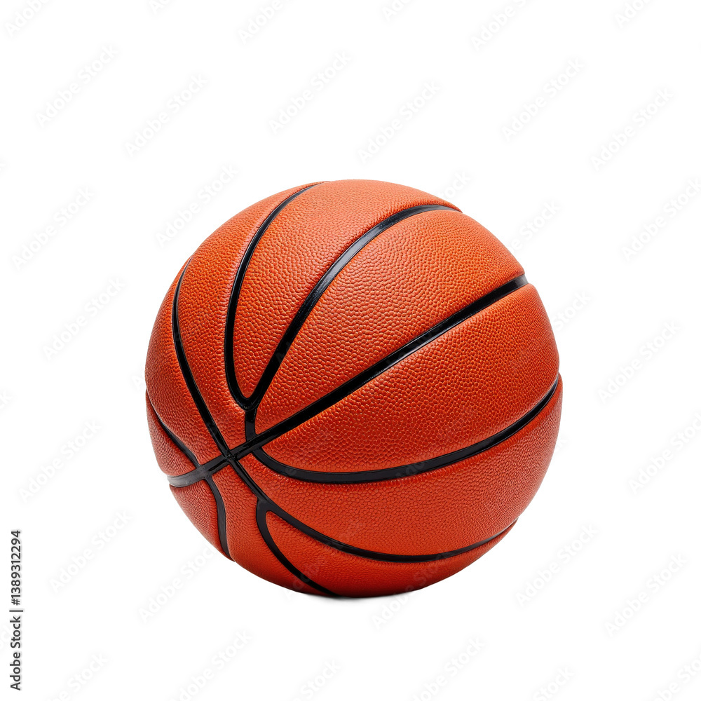 Fototapeta premium A classic orange basketball with black lines, isolated on a transparent background.
