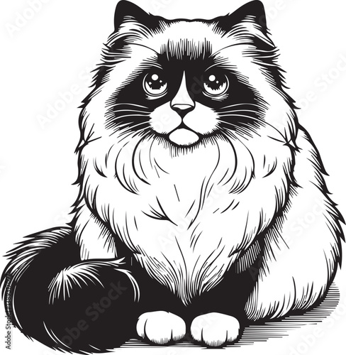 Black and White Ragdoll Cat Vector