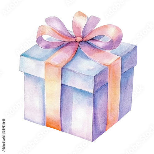 Gift box with pink bow on transparent background