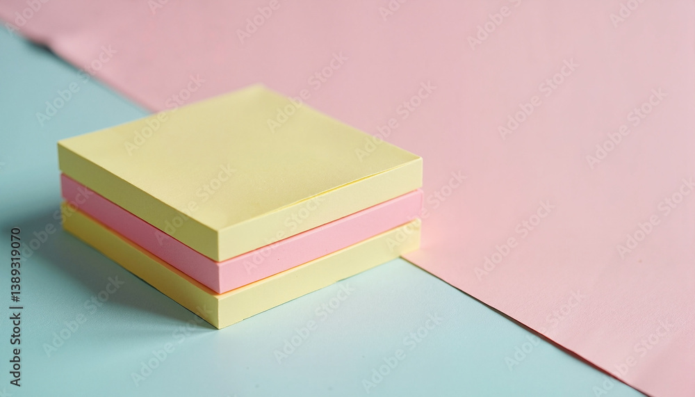Stack of sticky notes in pastel tones, productivity planning Stack of sticky notes in pastel tones, productivity planning