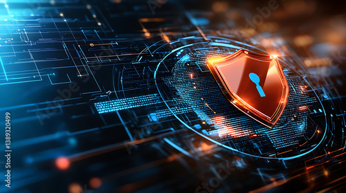 Cybersecurity measures and data protection strategies in digital environments technology graphic design virtual space