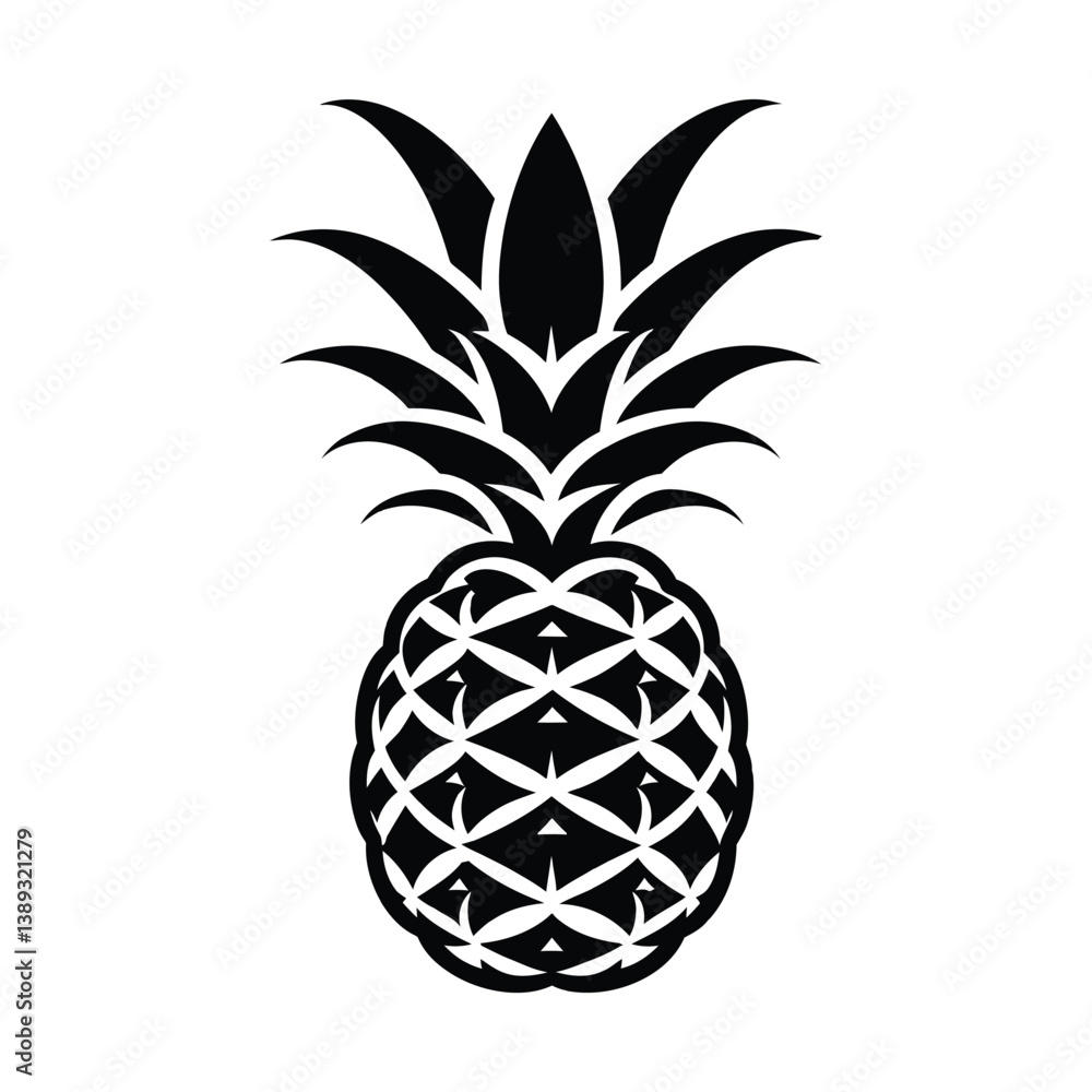 Fototapeta premium Pineapple pine silhouette vector flat graphic illustration