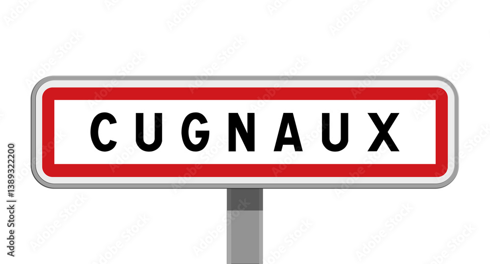 Obraz premium Panneau sur poteau central de ville de Cugnaux, Haute-Garonne