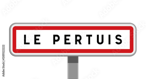 Tableau sur toile Panneau sur poteau central de ville de Le Pertuis, Haute-Loire