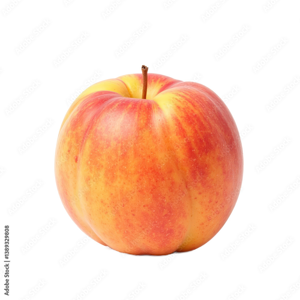 A fresh, vibrant red and yellow apple with a small stem, perfect for any fruit bowl or snack. A fresh, vibrant red and yellow apple with a small stem, perfect for any fruit bowl or snack.
