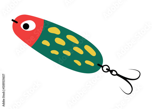 Colorful Fishing Lure Isolated Vector Illustration. Ideal for fishing, bait, or angling-themed projects