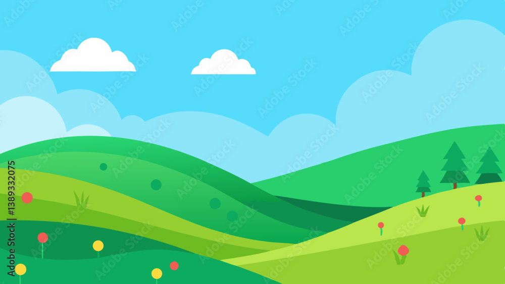 Green Landscape with Sky Background for Nature and Outdoor Scene Illustration Design Green Landscape with Sky Background for Nature and Outdoor Scene Illustration Design