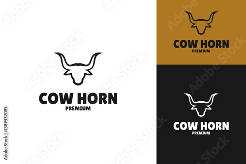 Head or cow horn logo design template vector illustration