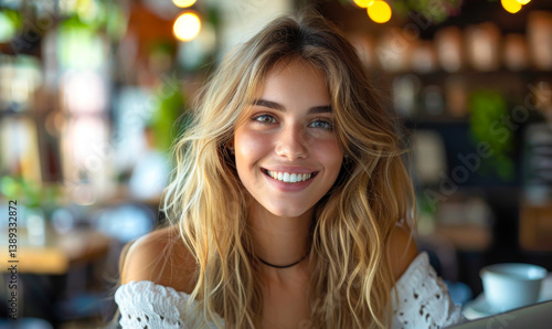 Smiling Businesswoman Comparing Yearly Corporate Income on Laptop in Cozy Workspace with Bright Lighting