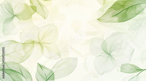 Green floral and leaf illustration with an airy artistic style