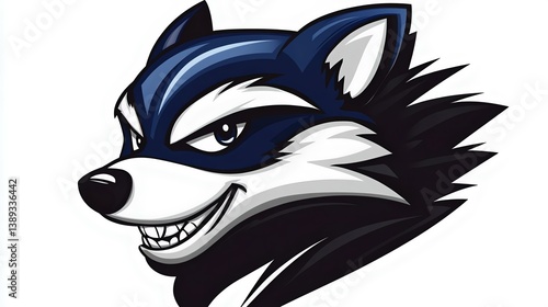 Wallpaper Mural A fierce blue and white wolf mascot head, showcasing a sly expression and sharp features, ideal for sports teams or branding. Torontodigital.ca