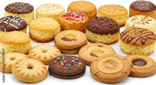 Wallpaper Mural Assorted Delicious Mini Cakes and Cookies - A delightful collection of assorted mini cakes and cookies, perfect for any occasion. Sweet treats for everyone! Torontodigital.ca