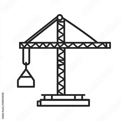 Crane Line Icon Isolated on White Background