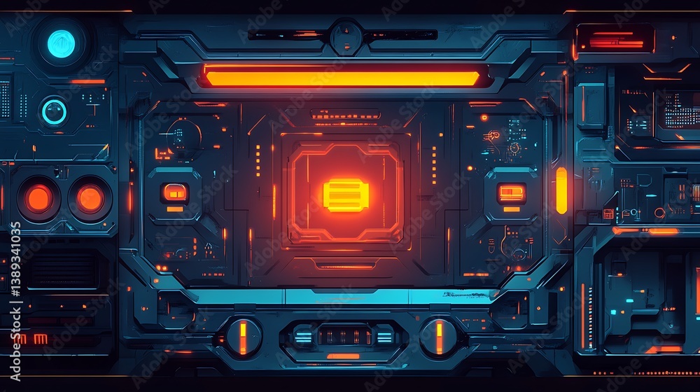 Obraz premium Futuristic interface with glowing orange core.