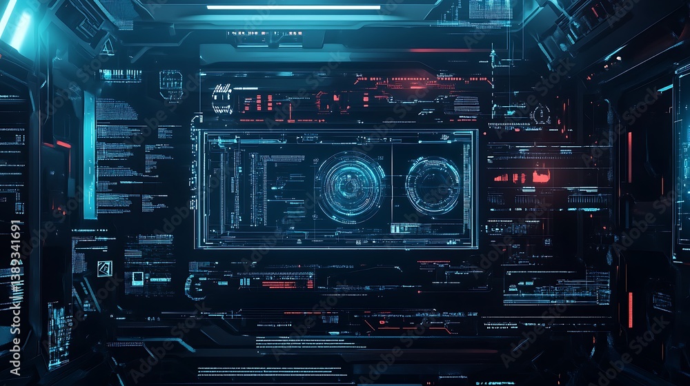 Futuristic interface with digital data and code. Futuristic interface with digital data and code.