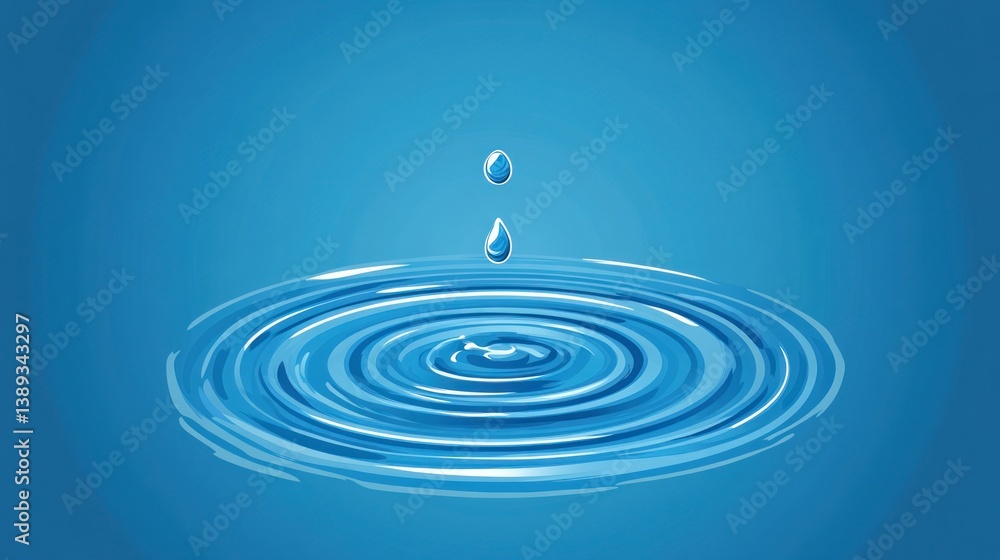 Water droplet ripples on a blue surface Water droplet ripples on a blue surface