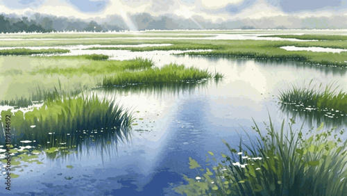 Wetland whispers marsh isolated watercolor vector illustration svg
