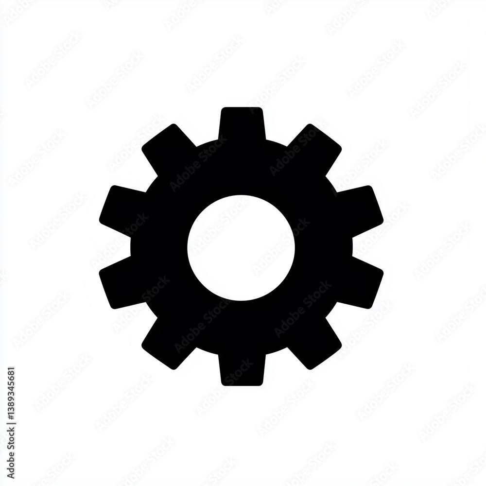 Settings Gear Line Icon Isolated on White Background Settings Gear Line Icon Isolated on White Background