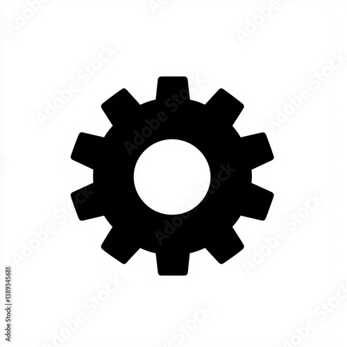 Settings Gear Line Icon Isolated on White Background