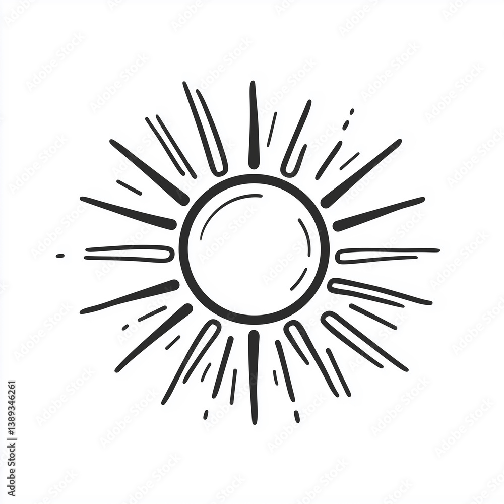 Sun Line Icon Isolated on White Background Sun Line Icon Isolated on White Background
