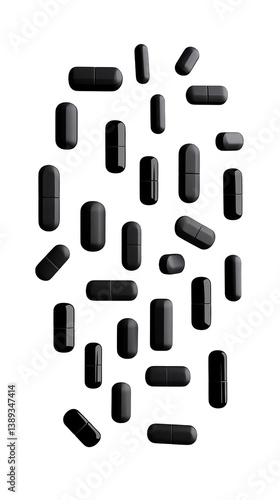 Abstract Illustration Of Gray Pills On Transparent Isolated Background