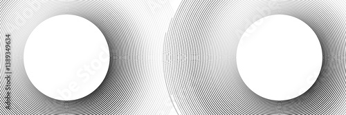 Black concentric circle set. Sonar or sound wave ring collection. Dotted and linear epicentre, target, radar icon concept. Ripple radial signal or vibration elements. Vector line and halftone symbols