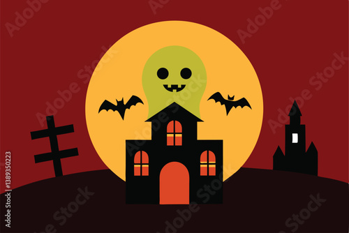 halloween background with haunted house