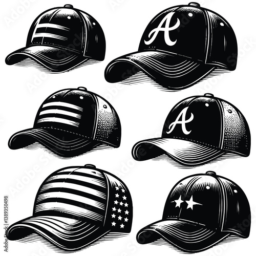 set of baseball caps