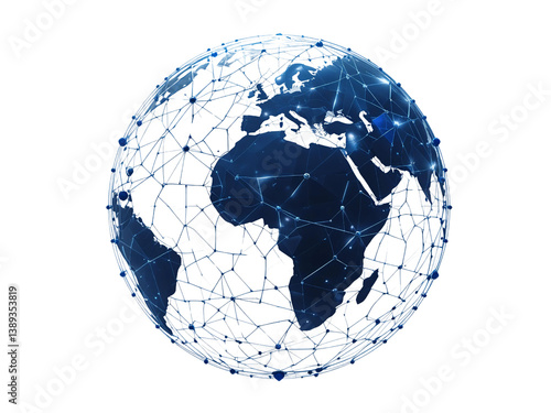 A futuristic, geometric globe with interconnected nodes, perfect for digital concepts.