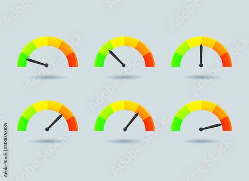 Set of Speedometer. Isolated. Eps10 vector.