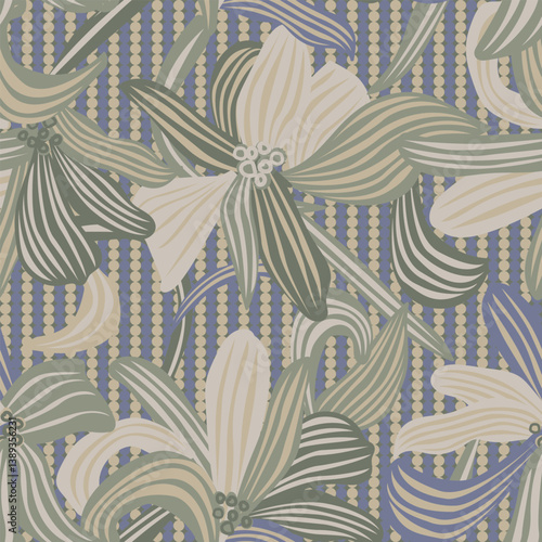 Neutral Colour Abstract Floral Seamless Pattern Design