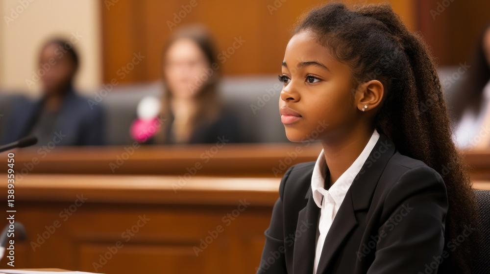 Young girl in courtroom