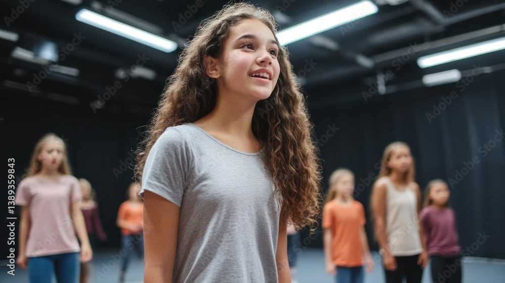 Young girls in a dance or theatre class