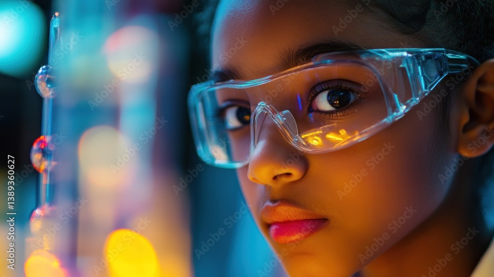 Young scientist focused on experiment