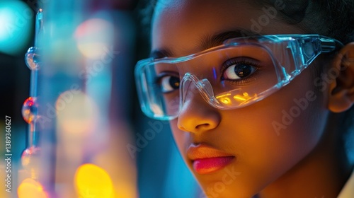 Young scientist focused on experiment
