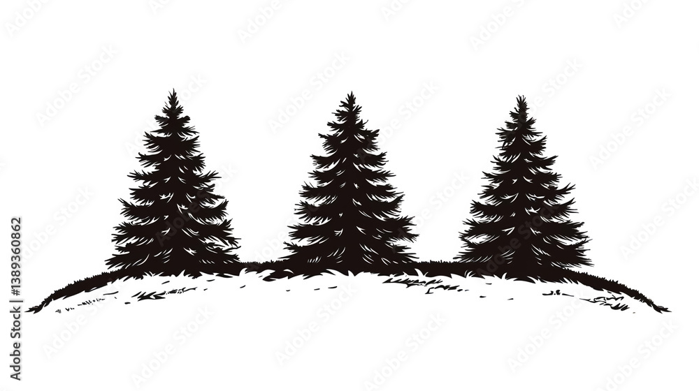 Fototapeta premium Christmas Tree Silhouette Illustration On Transparent Background
