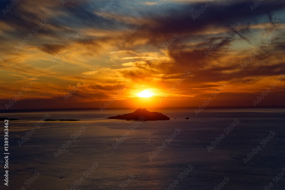 Sunrise over sea island. Beautiful sunrise over sea horizon Sunrise over sea island. Beautiful sunrise over sea horizon