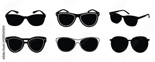 Sunglass silhouette vector on white background.