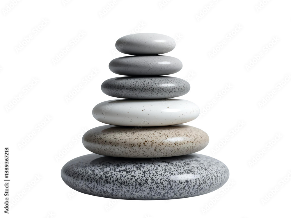 A minimalist stack of smooth, polished Zen stones in gradient shades, isolated on a transparent background, perfect for wellness and meditation themes. A minimalist stack of smooth, polished Zen stones in gradient shades, isolated on a transparent background, perfect for wellness and meditation themes.