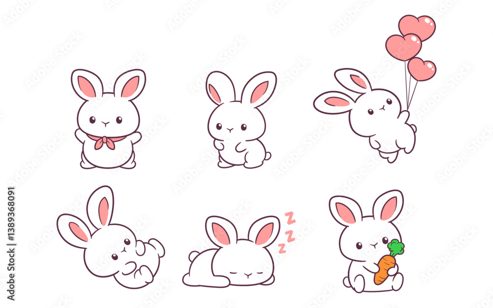 Cute and attractive bunny character cartoon Cute and attractive bunny character cartoon
