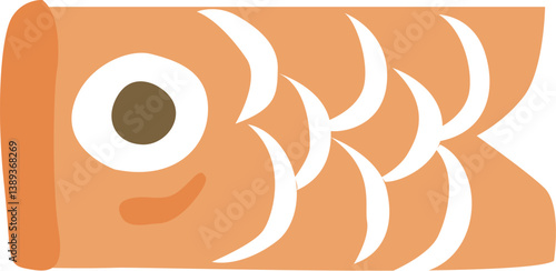 オレンジ色の鯉のぼりのイラスト