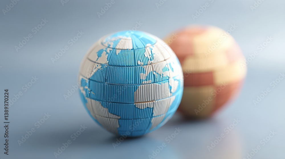 Import Tariffs policy impact concept. Globe model with textured continents and soft background. Import Tariffs policy impact concept. Globe model with textured continents and soft background.