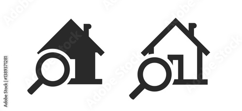 Home house inspection appraisal exam icon simple graphic vector set, estate property assessment expertise review sign symbol line stroke outline art solid logo, realestate market exploration search
