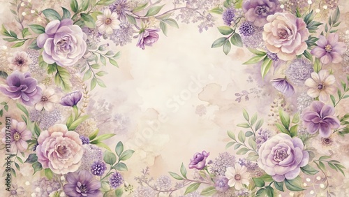 Elegant Watercolor Floral Frame with Soft Hues and Delicate Blooms Perfect for Wedding Invitations or Romantic Announcements